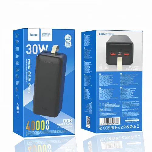 Power bank HOCO J111C с быстрой зарядкой, портативное зарядное устройство PD30W, 40000mAh - фото 5
