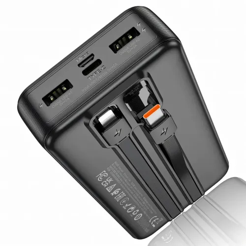 Внешний аккумулятор 20000mAh, Power bank HOCO J118A, быстрая зарядка, встроенный кабель - фото 4
