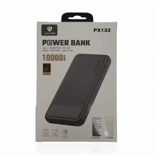 Повербанк Power Bank LENYES 133-10000mAh (Реальная ёмкость) 2хUSB, MicroUSB, Type-C, Черный - фото 5