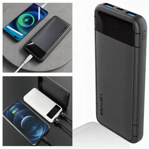 Повербанк Power Bank LENYES 133-10000mAh (Реальная ёмкость) 2хUSB, MicroUSB, Type-C, Черный