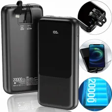 Power Bank Lenyes PX251D 20000mAh с Быстрой Зарядкой QC3+PD и LED Дисплеем, реальная емкость, 22.5W, черный