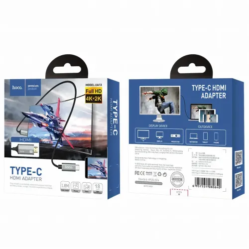 Кабель-перехідник HOCO UA13 Type-C на HDMI 4K, Full HD 4K/2K, адаптер 1.8 м з нейлону та алюмінію - фото 7