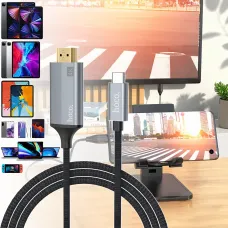 Кабель-перехідник HOCO UA13 Type-C на HDMI 4K, Full HD 4K/2K, адаптер 1.8 м з нейлону та алюмінію