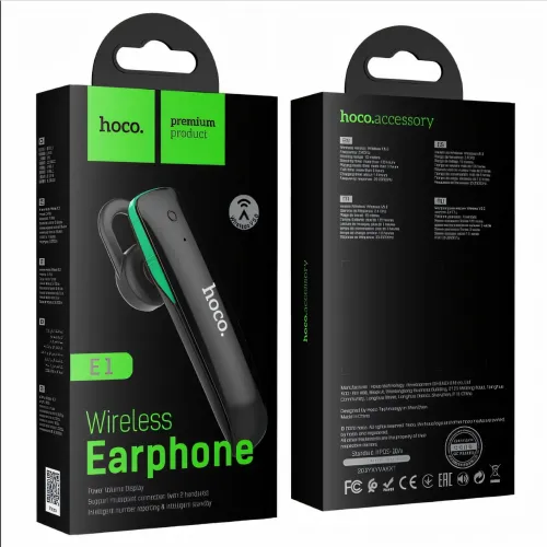 Беспроводная Bluetooth гарнитура HOCO E1 с микрофоном, 50mAh, радиус действия до 10 м, черный - фото 10