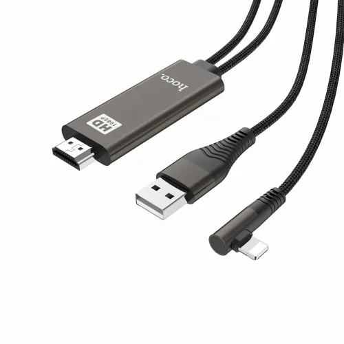 Кабель-переходник HOCO UA14 USB - Lightning - HDMI, 2 м, 1080P HD, алюмінієвий сплав - фото 2