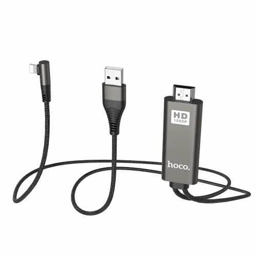 Кабель-переходник HOCO UA14 USB - Lightning - HDMI, 2 м, 1080P HD, алюмінієвий сплав - фото 4