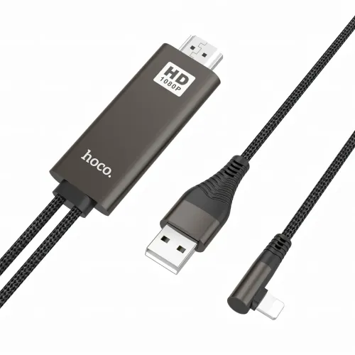 Кабель-переходник HOCO UA14 USB - Lightning - HDMI, 2 м, 1080P HD, алюмінієвий сплав - фото 6