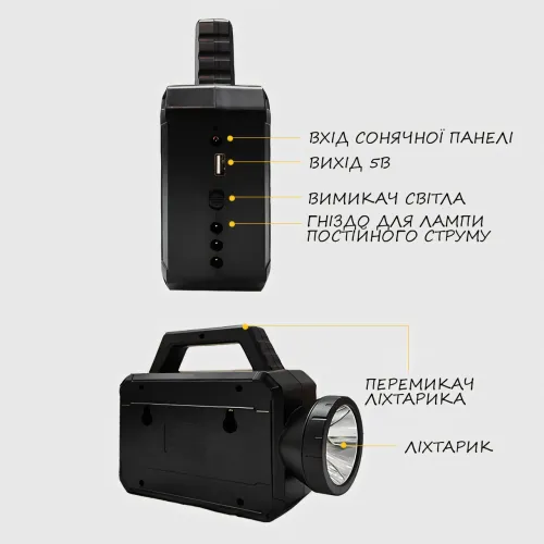 Портативная система освещения СС 027 100W, комплект 3 в 1: Power Bank, Солнечная батарея, Радио - фото 8
