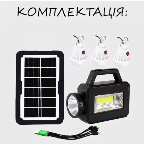Портативная система освещения СС 027 100W, комплект 3 в 1: Power Bank, Солнечная батарея, Радио - фото 9