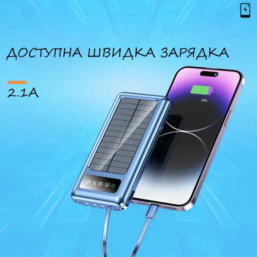 Мобильная зарядка POWER BANK 10000MAH + Solar, портативное зарядное устройство с быстрой зарядкой - фото 4