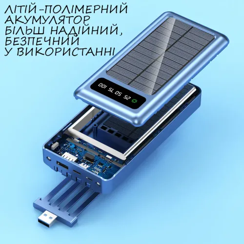 Мобильная зарядка POWER BANK 10000MAH + Solar, портативное зарядное устройство с быстрой зарядкой - фото 5