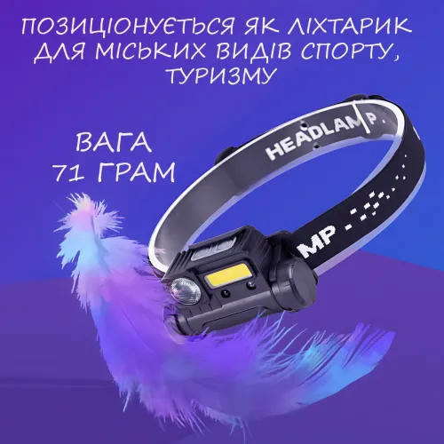 Налобный фонарь BL 123 COB с датчиком движения, фонарик с магнитным креплением + USB зарядка, металл - фото 14