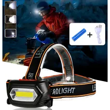 Налобный фонарь BL 203, аккумуляторный светодиодный фонарик, COB, USB зарядка, 3 режима работы