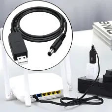 Кабель питания DC 2.1x5.5mm, 5V-9V, USB 5V->9 V, кабель переходник для роутера от повербанка, черный