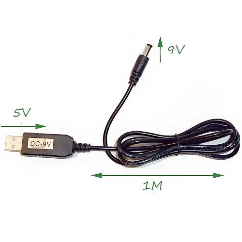Кабель живлення DC 2.1x5.5mm, 5V-9V, USB 5V->9 V, кабель перехідник для роутера від повербанка, чорний - фото 8