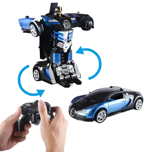 Машинка робот-трансформер Bugatti, робот машина бугатти Autobots Remote Control Car с пультом, синий - фото 12