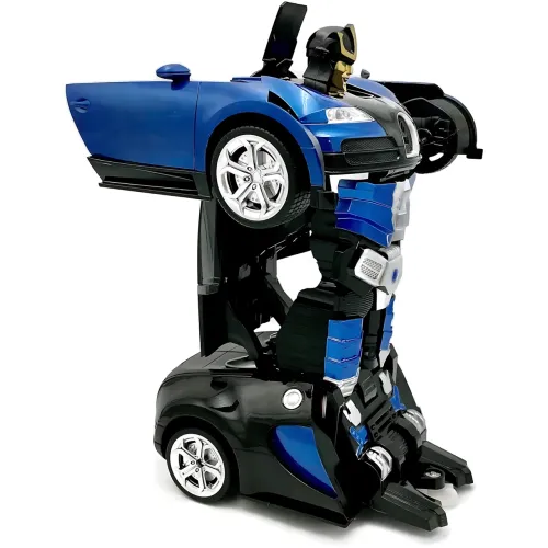 Машинка робот-трансформер Bugatti, робот машина бугатти Autobots Remote Control Car с пультом, синий - фото 4