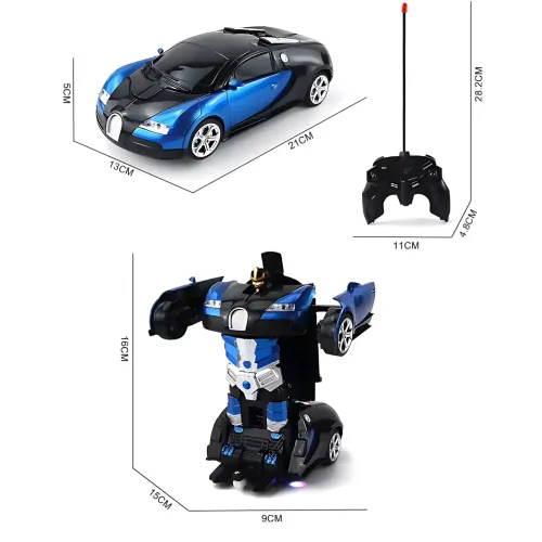 Машинка робот-трансформер Bugatti, робот машина бугатти Autobots Remote Control Car с пультом, синий - фото 18