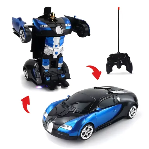 Машинка робот-трансформер Bugatti, робот машина бугатти Autobots Remote Control Car с пультом, синий - фото 14