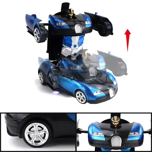 Машинка робот-трансформер Bugatti, робот машина бугатти Autobots Remote Control Car с пультом, синий - фото 16