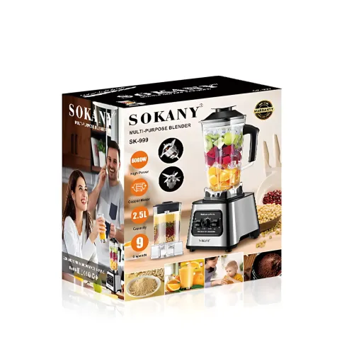 Блендер SOKANY SK-999 з насадкою-подрібнювачем, 6000 Вт, чаша 2.5 л, 15 режимів роботи, робота від мережі - фото 18