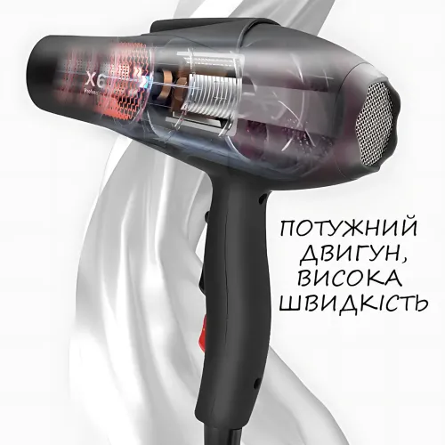 Фен SOKANY X6, 2200 Вт, 2 швидкості, з насадкою-концентратором у комплекті, робота від мережі + іонізація - фото 6