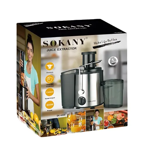 Соковыжималка для фруктов и овощей 800 Вт, SOKANY SK-4000, центробежная электросоковыжималка с выбросом мякоти - фото 14
