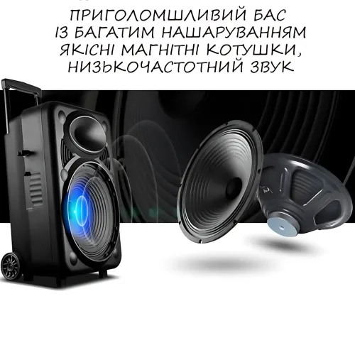 Портативна колонка Su-Kam BT 120D/212D+, 300 Вт, 7500 mAh, Bluetooth, 2 мікрофони, 12v/220v - фото 8