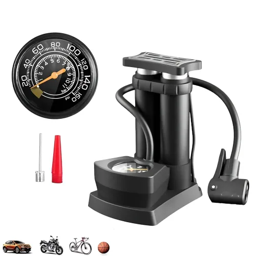 Насос ножной Air pump AND S98-2409-Y, двухцилиндровый мини-насос с универсальным нипелем и манометром - фото 16