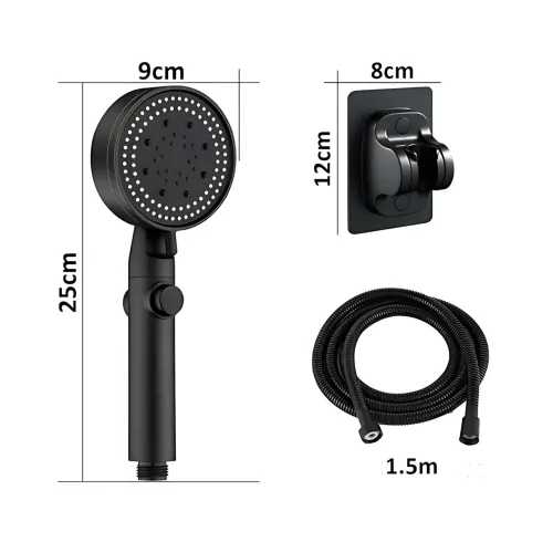 Лійка для душу Shower set AND, 6 режимів, з кнопкою стоп і самоочисним отвором, чорна душова насадка - фото 16