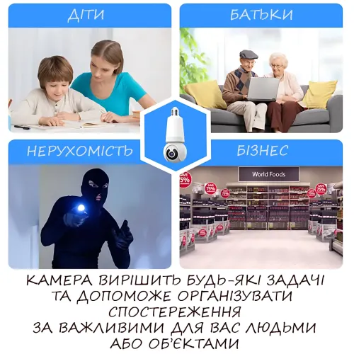 WiFi камера в патрон E27, камера Panda Eyes Q26 с датчиком движения, лампой, ночной съемкой и микрофоном - фото 10