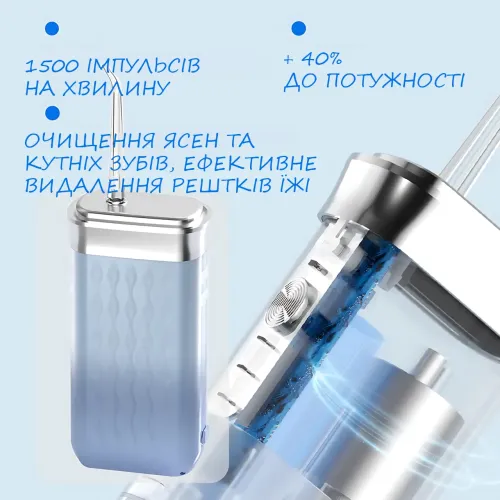 Ирригатор полости рта портативный с зарядкой от USB,  импульсный очиститель зубов LY-314 с 4 насадками - фото 10