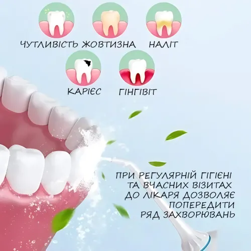 Ирригатор полости рта портативный с зарядкой от USB,  импульсный очиститель зубов LY-314 с 4 насадками - фото 14