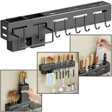 Настенная многофункциональная стойка Tool rest AND-73-40-40PCS, кухонный органайзер 40 см для ножей, полотенец