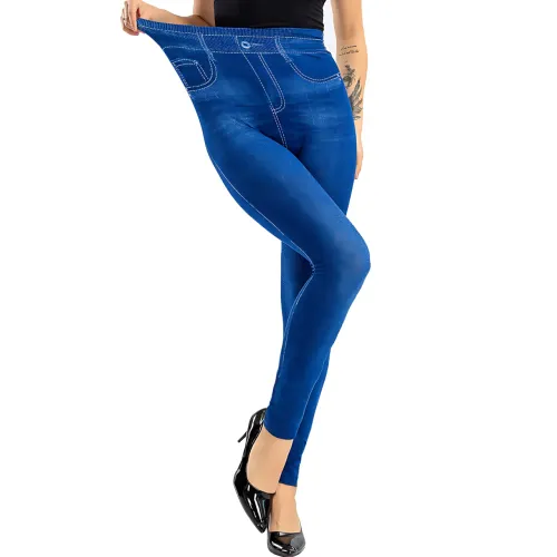 Джеггинсы Slim`N Lift jeggings Caresse Jeans, утягивающие леггинсы для моделирования фигуры, SM - 5XL, черный Синий - фото 6