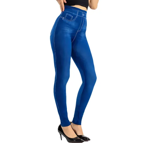 Джеггинсы Slim`N Lift jeggings Caresse Jeans, утягивающие леггинсы для моделирования фигуры, SM - 5XL, черный Синий - фото 8