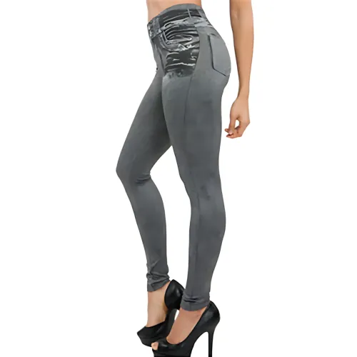 Джеггинсы Slim`N Lift jeggings Caresse Jeans, утягивающие леггинсы для моделирования фигуры, SM - 5XL, черный Серый - фото 2