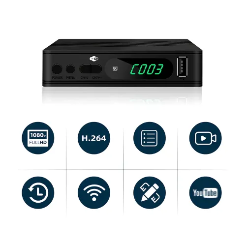 Тюнер DVB-T2 0967 з підтримкою wi-fi адаптера 5-12v (з екраном), приставка Т2 YouTube IPTV HDMI USB - фото 4