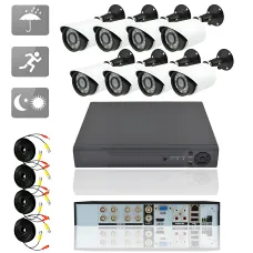 Набор видеонаблюдения DVR KIT 945, регистратор+8 камер, Gibrid, комплект уличного/внутреннего видеонаблюдения