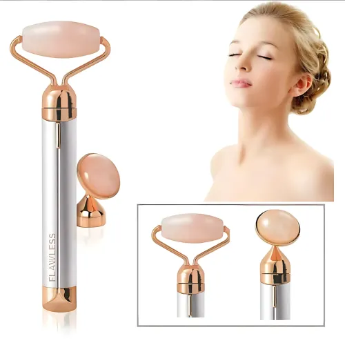 Вібромасажер для обличчя Flawless Contour, масажний контурний кварцовий ролик для обличчя з 2 насадками - фото 16