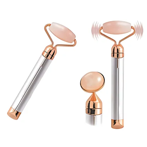 Вібромасажер для обличчя Flawless Contour, масажний контурний кварцовий ролик для обличчя з 2 насадками - фото 2