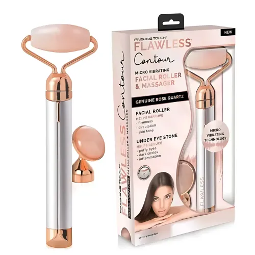 Вібромасажер для обличчя Flawless Contour, масажний контурний кварцовий ролик для обличчя з 2 насадками - фото 12