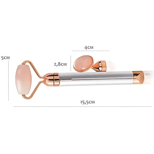 Вібромасажер для обличчя Flawless Contour, масажний контурний кварцовий ролик для обличчя з 2 насадками - фото 10