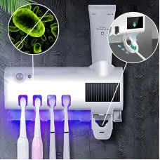 Диспенсер 3 в 1 Toothbrush steril, держатель и УФ стерилизатор зубных щеток с дозатором зубной пасты