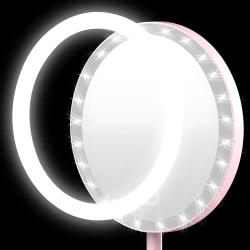 Косметическое зеркало с LED подсветкой, со встроенным аккумулятором, круглое зеркало для макияжа, белое - фото 10