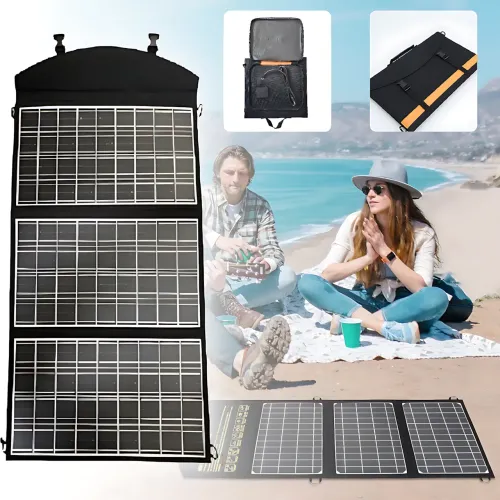 Складная Солнечная Панель 100W с тремя секциями, портативная солнечная панель с монокристаллической батареей