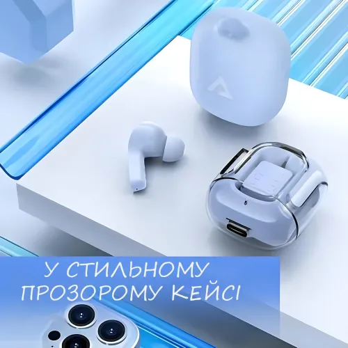 Бездротові навушники Bluetooth ultrapods з мікрофоном, 250 мА·год, сумісні з Android і Apple, діапазон 10 м Блакитний - фото 10