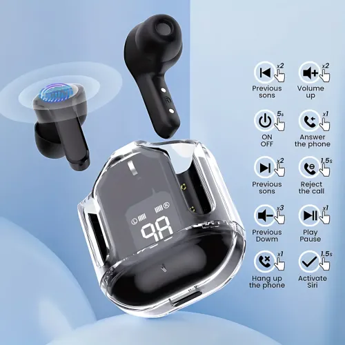 Бездротові навушники Bluetooth ultrapods з мікрофоном, 250 мА·год, сумісні з Android і Apple, діапазон 10 м Блакитний - фото 14