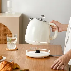 Электрочайник YD-1831, винтажный чайник мощностью 1800W, объемом 1.8 л с индикацией нагрева, бежевый Белый