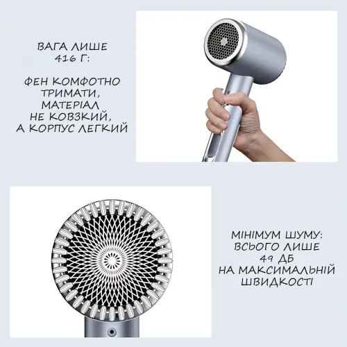 Інноваційний фен XO CF2, Handheld Temperature Control Hair Dryer 1600W з контролером температури та іонізацією - фото 6